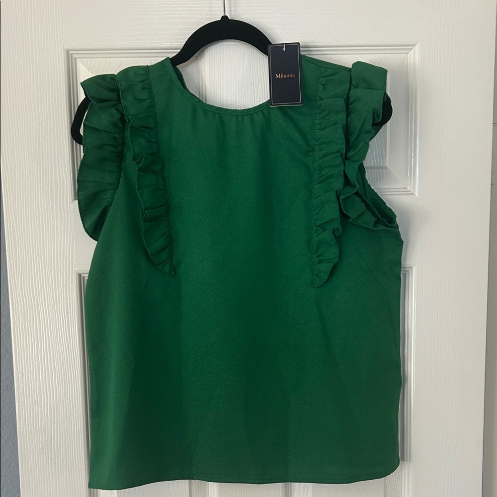 Women's Green‎ Ruffle Top